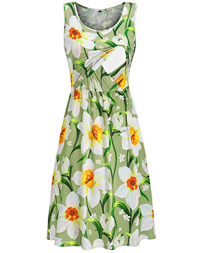 Imagen del producto de OUGES Vestido de lactancia sin mangas con estampado floral de verano para mujer ...